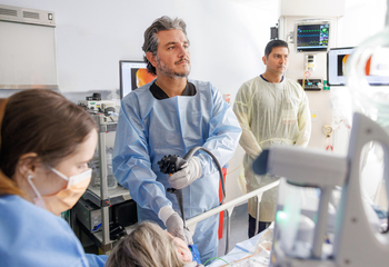 Dr. Walid Chalhoub performs an upper endoscopy procedure on a patient at MedStar Health.