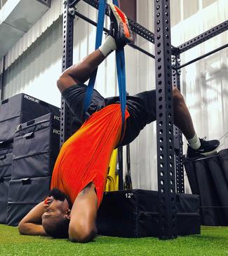 An athlete works out in a MedStar Health sports performance training gym.