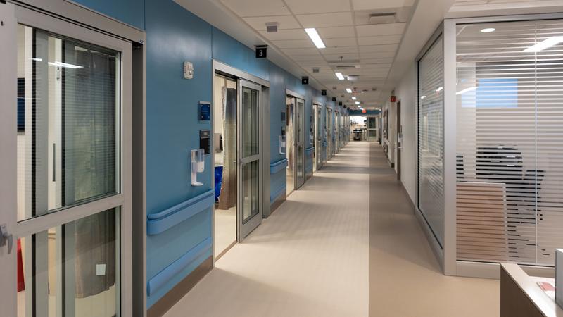 Interior hallway of the emergency department in the Verstandig Pavillion at MedStar University Georgetown Hospital.