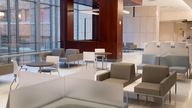 First Floor atrium lobby at the Verstandig Pavilliong at MedStar Georgetown University Hospital.