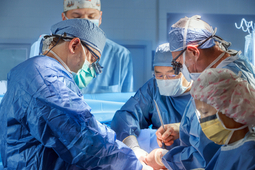 Portrait of Dr. Christian Shults ready for surgery in an operating room at MedStar Health.