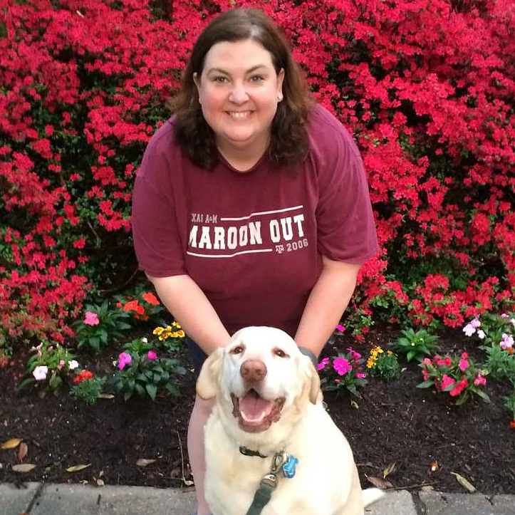 Anne Pfrimmer, MedStar Health orthopedics patient, poses for a photo with her dog.