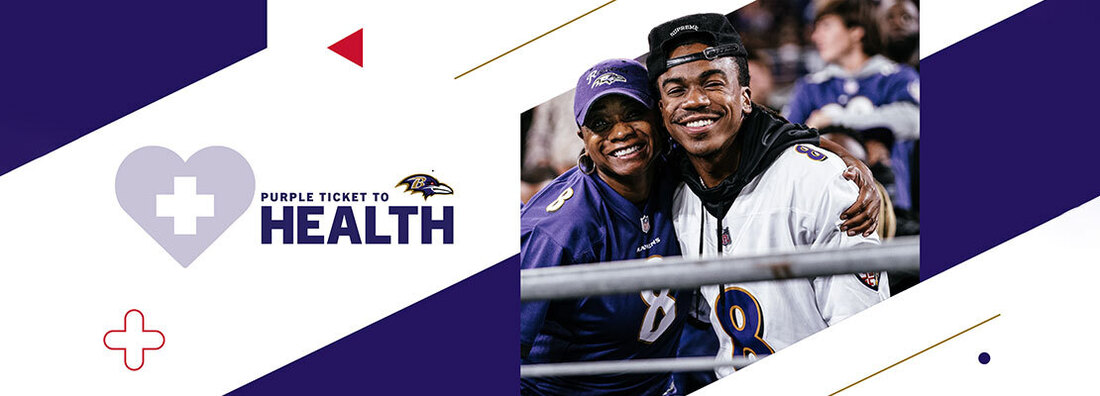Purple Ticket To Health graphic - partnership with MedStar Health and the Baltimore Ravens