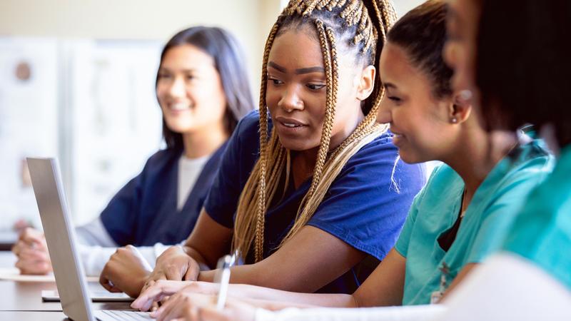 Medical students in a classroom