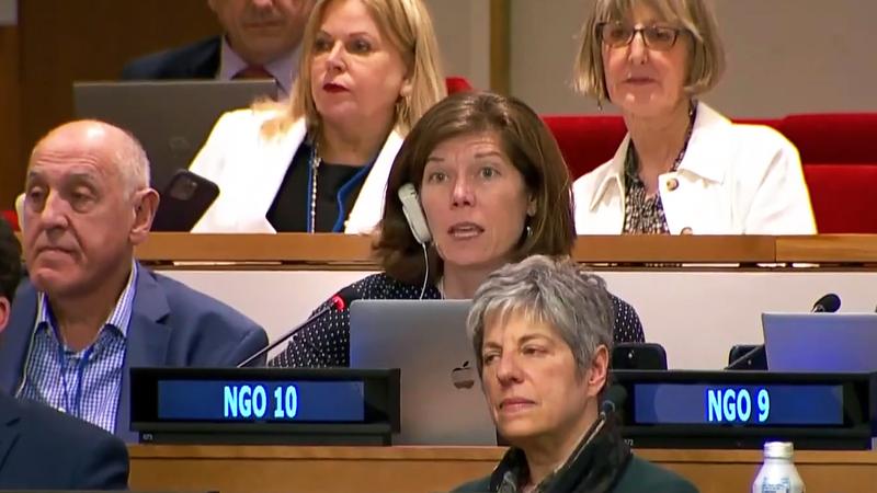 Dr Kristin Forner speaks at the United Nations.