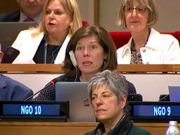 Dr Kristin Forner speaks at the United Nations.