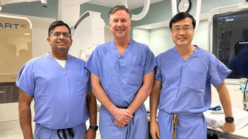 Antony Kaliyadan, Brian Bethea and Jonathan Wang lead the team that performed the first transcatheter tricuspid valve replacement (TTVR) in Maryland - at MedStar Union Memorial Hospital in Baltimore