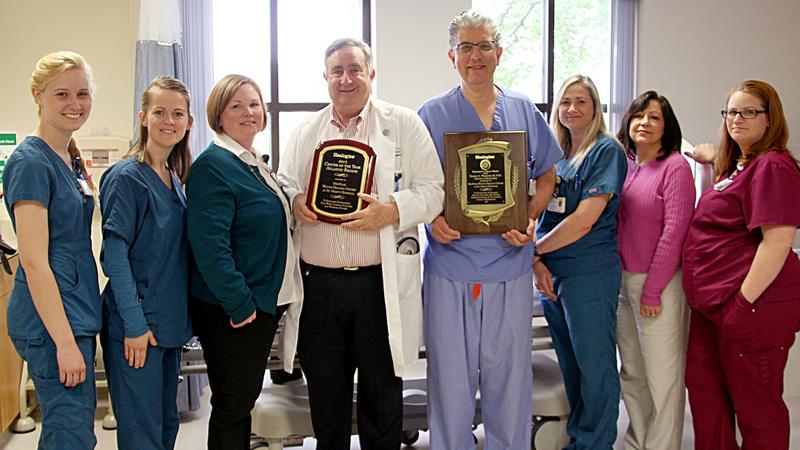 Group photo of the team from MedStar St Mary's Hospital receiving an award.