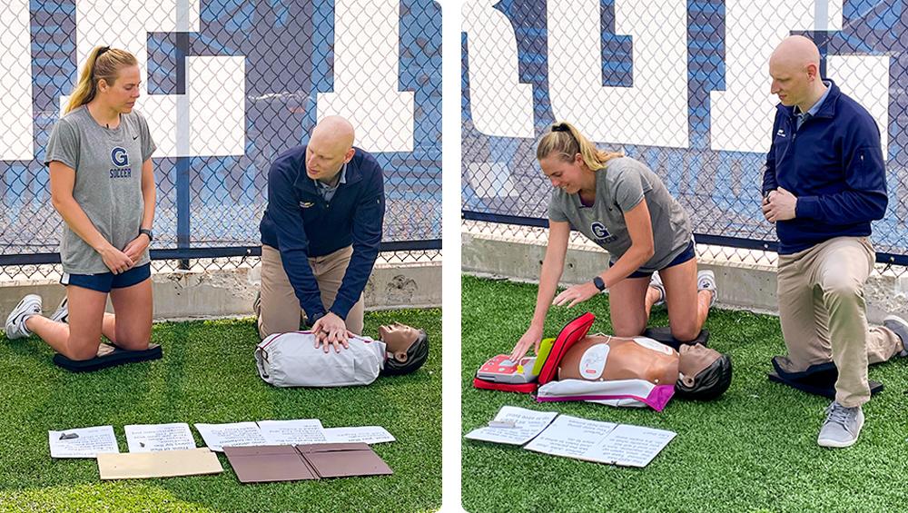 Julia Leas, an Athletic and Academic All-American with Georgetown Women’s Soccer partners with Critical Care Physician David Gordon, MD.