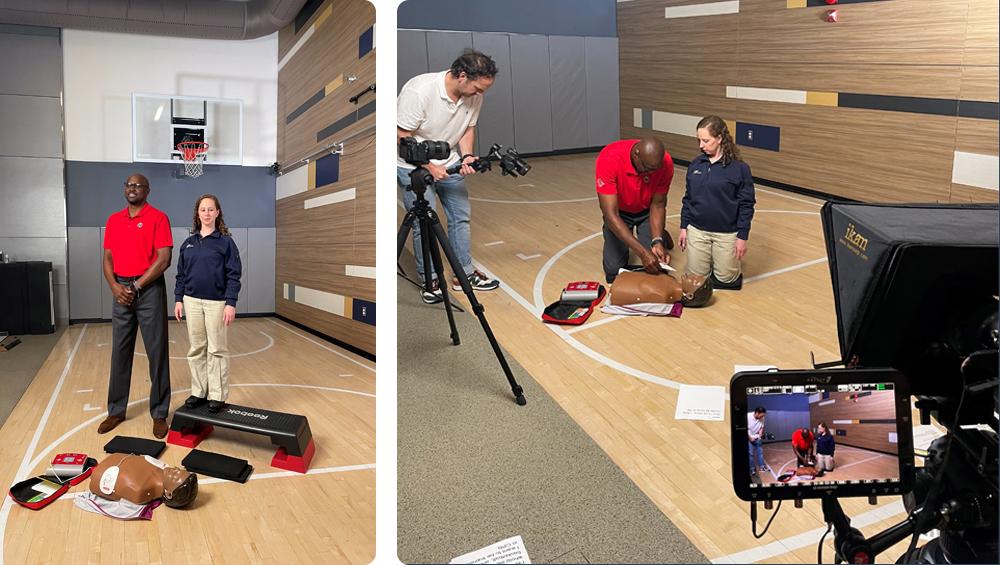 Miriam Fischer, MD, an emergency physician for MedStar Health appears in one of the videos with Harvey Grant, formerly from the Washington Bullets/Wizards.