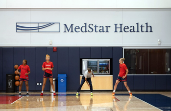 Washington Mystics players training.