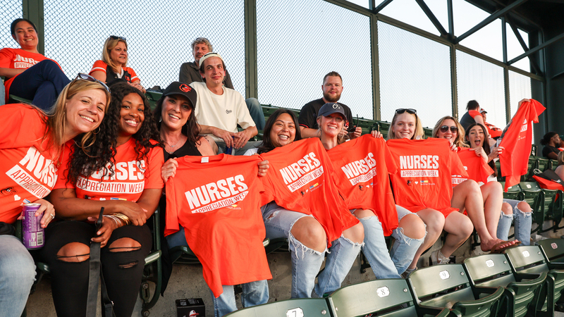 Nurses from MedStar Health are honored at C.amden Yards during Nurses Week in 2025