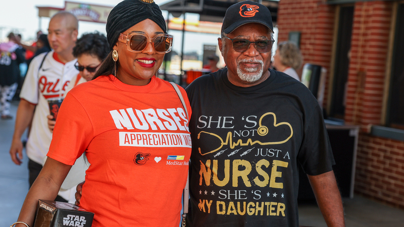 Nurses from MedStar Health are honored at C.amden Yards during Nurses Week in 2025