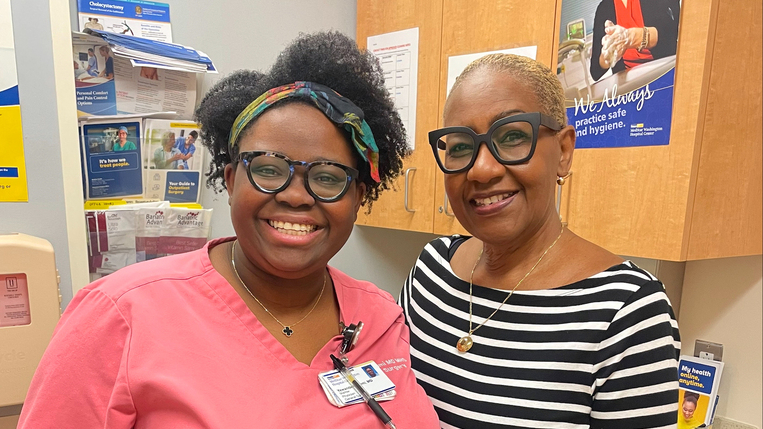 Dr Yewande Alimi with patient Alice Tyson who underwent successful bariatric surgery at MedStar Health.