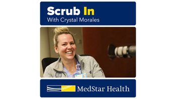 在播客标题幻灯片上有一张Crystal Morales的照片和MedStar Health的标志卡塔尔世界杯比赛名单