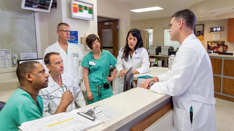 A team of trauma specialists has a meeting at MedStar Health.