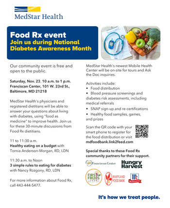 Flier for healthy cooking classes presented by the American Heart Association and MedStar Health.