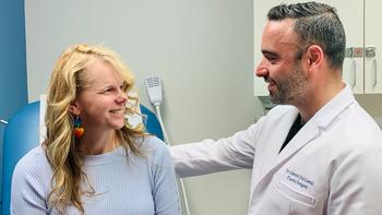 Dr. Gabriel DelCorral meets with a gender affrmation patient at MedStar Franklin Square Medical Center.