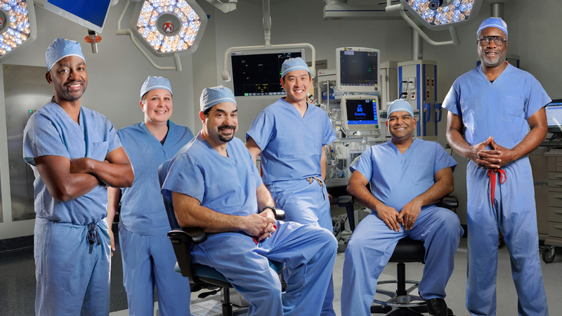 A team of orthopedic surgeons poses for a team photo at MedStar Georgetown University Hospital.