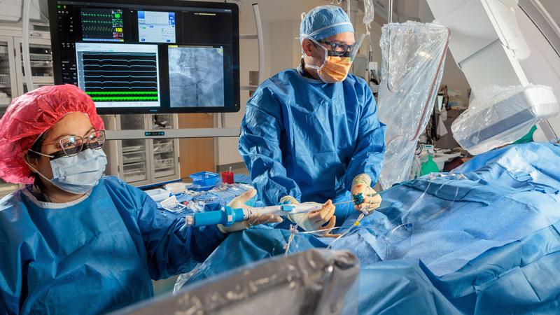 Dr. Cyrus Hadadi in a cardiac catheterization lab at MedStar Health.