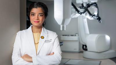 Dr. Zeena Dorai poses for a portrait in the Cyberknife Center at MedStar Health.