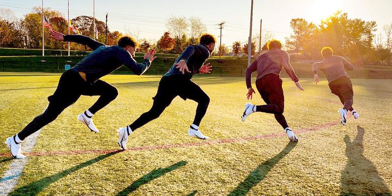 Time-lapse photo of an athlete doing conditioning exercises.