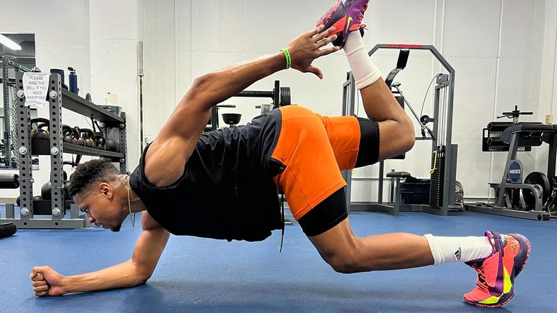 An athlete works out in a MedStar Health sports performance training gym.