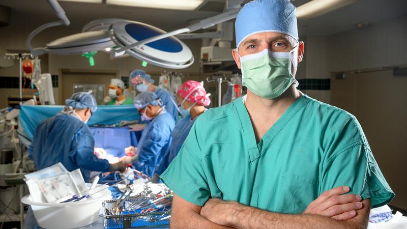 Dr. Christian Shults, cardiac surgeon, performs abdominal aortic surgery which is one treatment option for aortic aneurysm repair.