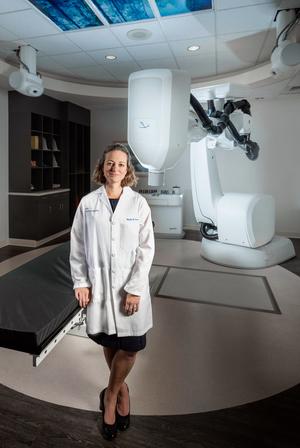 Dr Kelly Orwat poses for a portrait in the Cyberknife Center at MedStar Health.