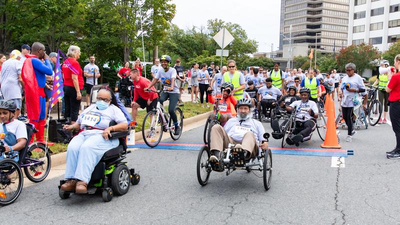 Wheelchair athletes compete in the annual Super H 5K Run, Walk & Wheel