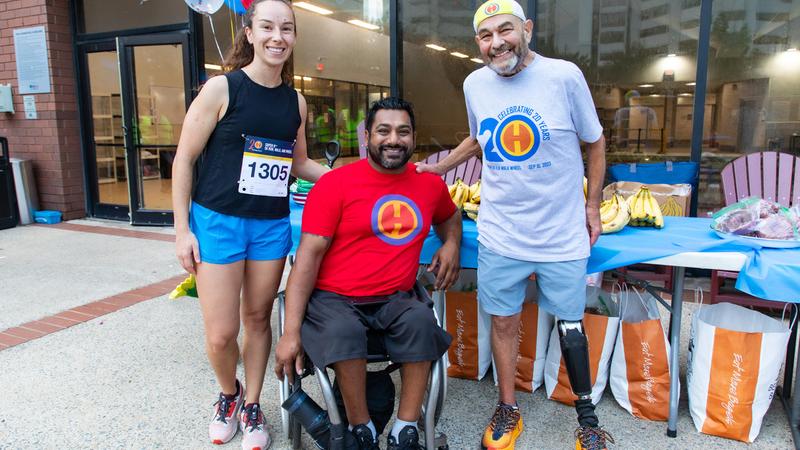 Athletes pose for a photo at the Super H 5K race.